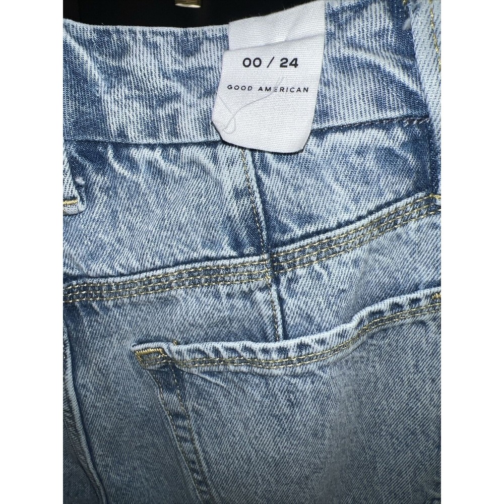Good American  90s Duster High Rise Cropped Straight Leg Jean 0/24 Indigo101 - Picture 6 of 8